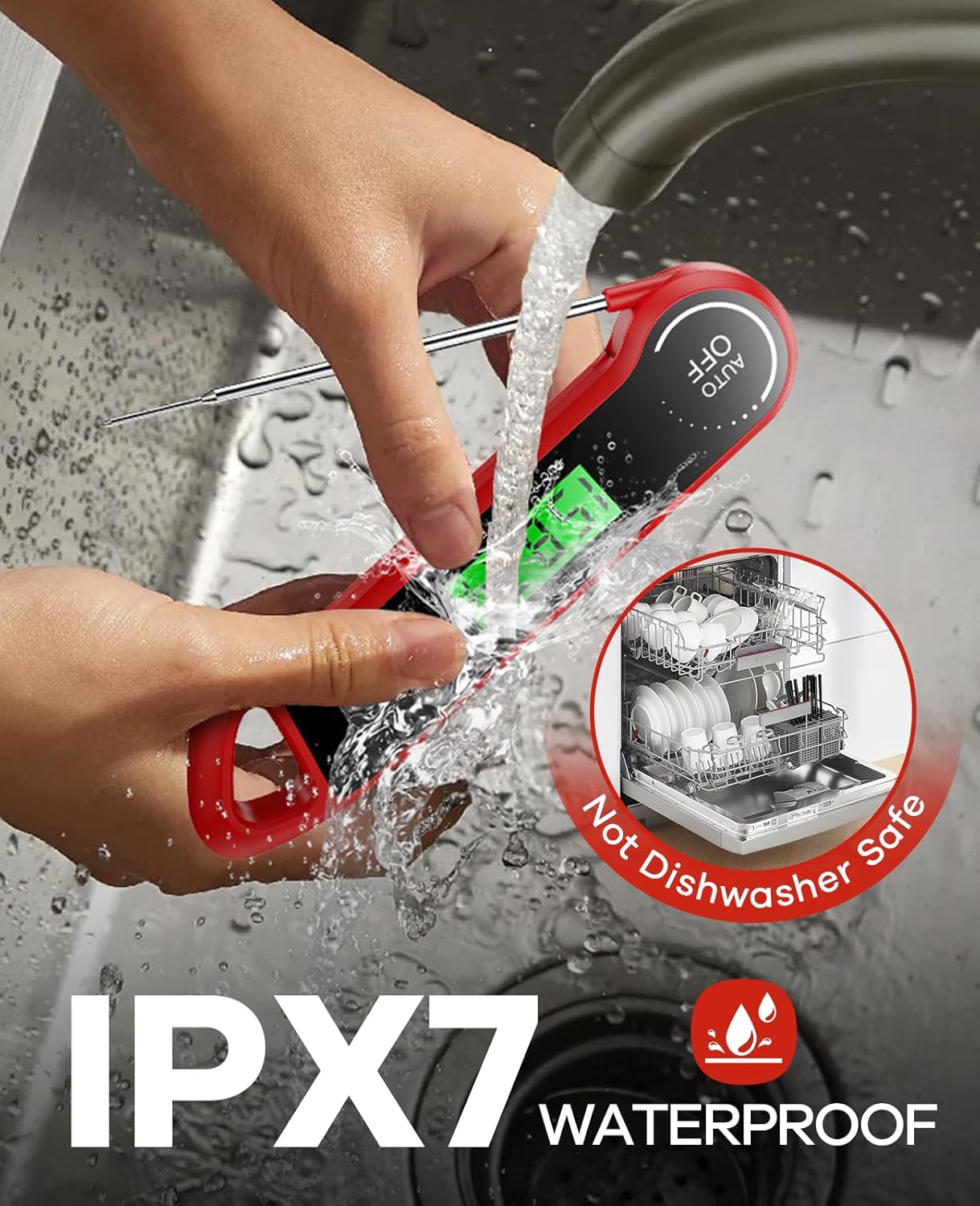 Skiennix Digital Meat Thermometer - Instant Read with Backlight & Waterproof Design | Perfect for BBQ, Turkey, and Candy