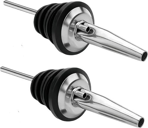 LanMa Olive Oil Spout Pourer, 2PCS Stainless Steel Liquor Bottle Pourers Spouts with Rubber Dust Caps