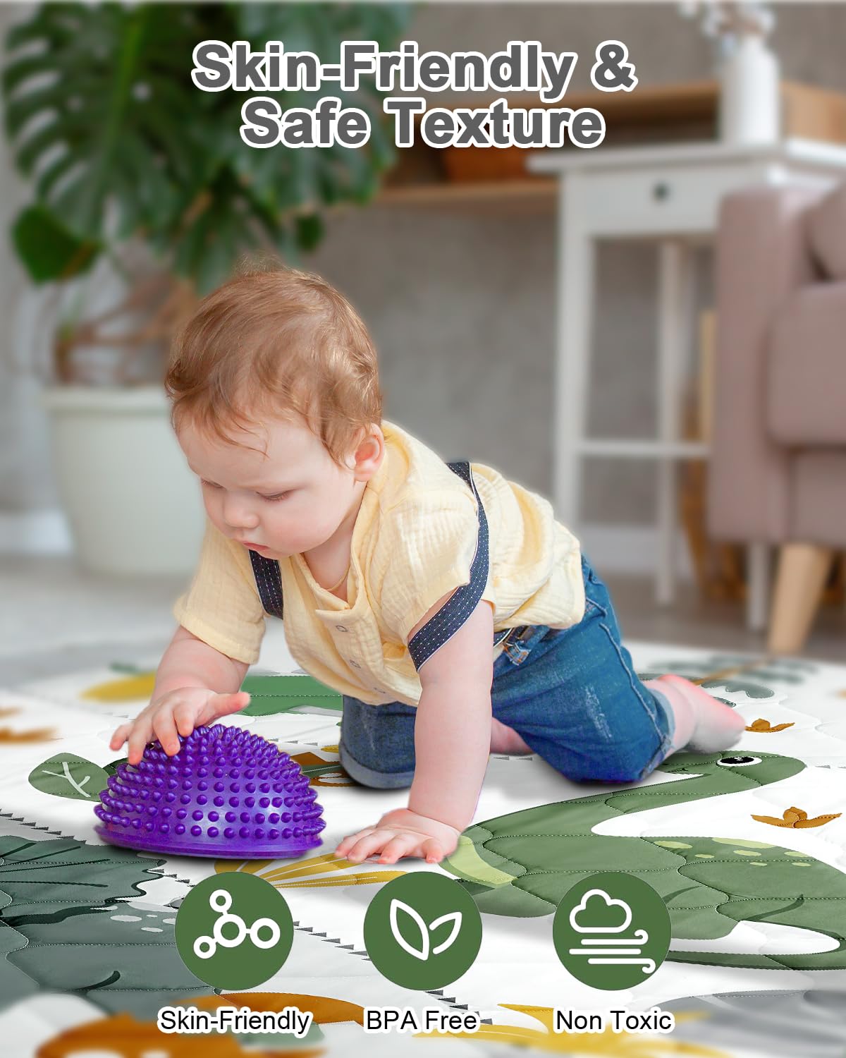 TINYHARBO Premium Foam Baby Play Mat - Extra Thick, Non-Slip & Machine Washable | 50x50 Inches