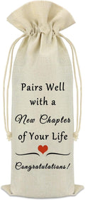 New Job Gifts Wine Bag for Women Men Pairs Well With a New Chapter of Your Life Coworker Leaving Gift Congratulation Engagement Retirement New Beginning Gift New Job Gifts for Colleague Boss Friends