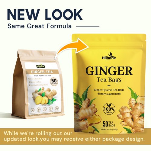 Ginger Root Herbal Tea - Caffeine Free, 50 Tea Bags