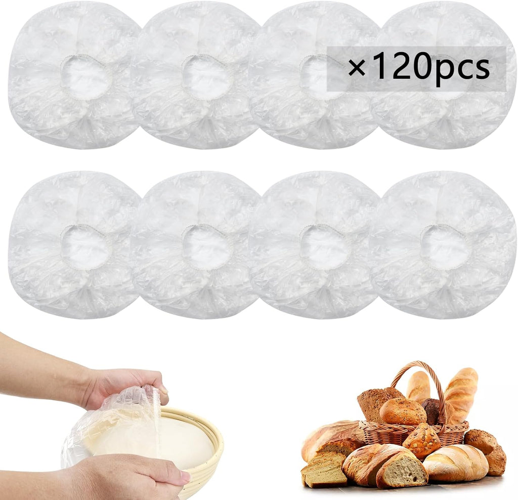 Skiennix 120pcs Shower Caps - Reusable Bowl Covers for Sourdough Bread Proofing | Elastic Plastic Design