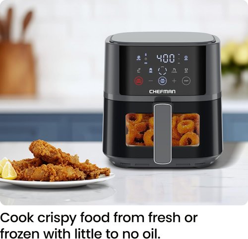 Chefman Air Fryer - 4 QT Compact Air Fryer with Hi-Fry Technology for Extra Crisp Meals - Grey