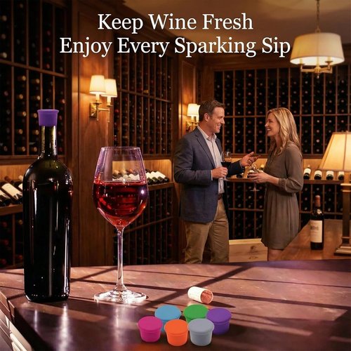 12 Pcs Colorful Silicone Wine Stoppers, Reusable Wine Bottle Stopper, Sparkling Wine Corks, Champagne Stoppers, Beverages Beer Bottle Caps, Bottle Stoppers for Glass Bottles, Keep Wine Fresh(6 colors）