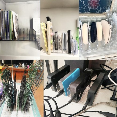 ArrErr 14 Slots Universal Multi Device Organizer Dock Space-Saving Acrylic Clear Multi Phone Stand Holder Divider for iPhone Portable External Hard Drive HDD Phone Cases External CD/DVD Drive