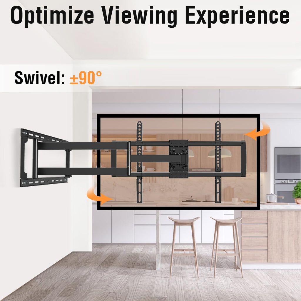 ELIVED Long Arm TV Mount for Most 37-75 Inch tv, Full Motion Wall Bracket with 29.5 inch Long Extension Articulating TV Wall Mount, Max VESA 600x400mm, Holds up to 88lbs, fits Wood Studs 12"-24".