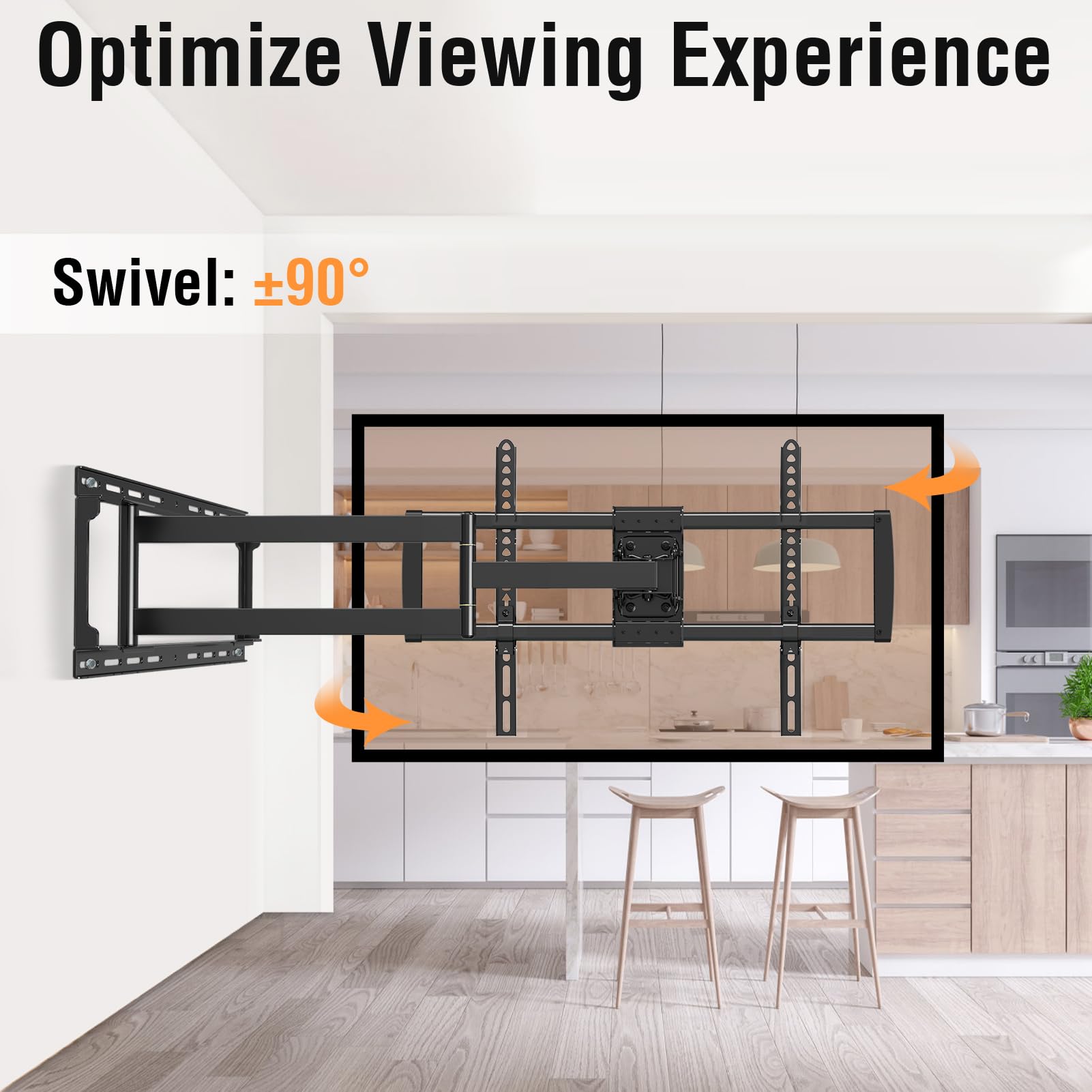 ELIVED Long Arm TV Mount for Most 37-75 Inch tv, Full Motion Wall Bracket with 29.5 inch Long Extension Articulating TV Wall Mount, Max VESA 600x400mm, Holds up to 88lbs, fits Wood Studs 12"-24".