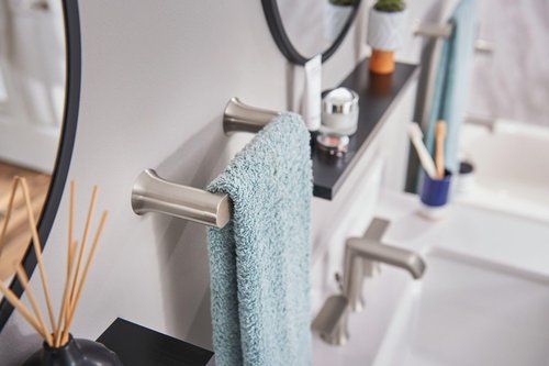 Moen Genta LX Modern Single Kitchen or Bathroom Towel Bar, 6.8-Inch, Brushed Nickel, BH3886BN