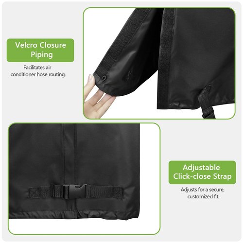 RICHIE 420D Air Conditioner Cover for Outside Units, Waterproof Windproof Winter Cover with Elastic Hem for Secure Fit, Anti-UV Fade Resistant, Square AC Covers for up to 30"L x 30"W x 32"H, Black