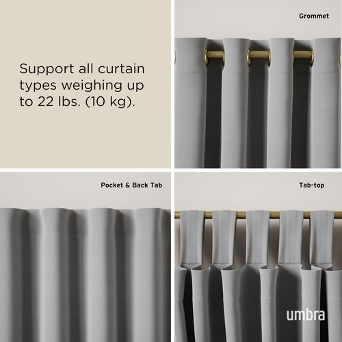 Umbra Loop Curtain Rod for Window, Adjustable 42" to 120", Gold