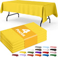 Niuara Yellow Plastic Table Cloth | 4 Pack 54" x 108" Rectangle Disposable Table Covers for Parties