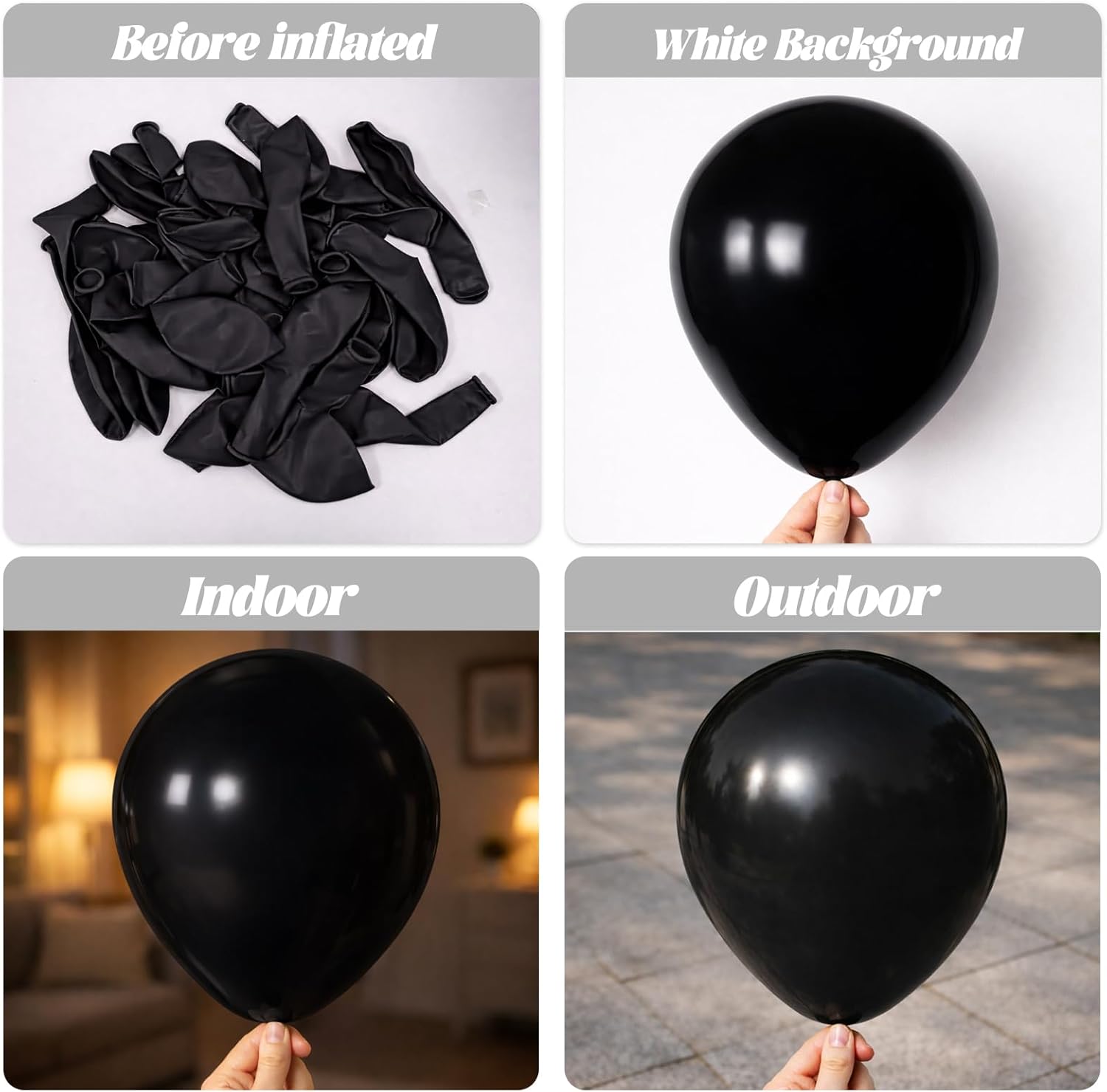 Voircoloria Black Balloon Garland Arch Kit - 90 Pack in 18/12/10/5 Inch Sizes for Graduation, Weddings, and Parties