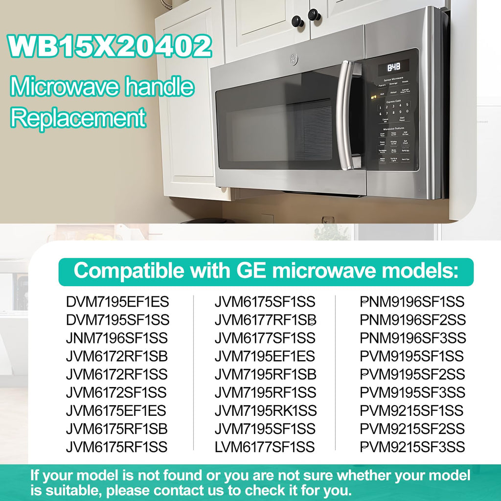 Upgraded WB15X20402 Microwave Door Handle Replacement Compatible with GE Microwave Oven JVM6175EF1ES, PVM9195SF3SS, PNM9196SF3SS, Fit General Electric Microwave Handle Replacement Parts