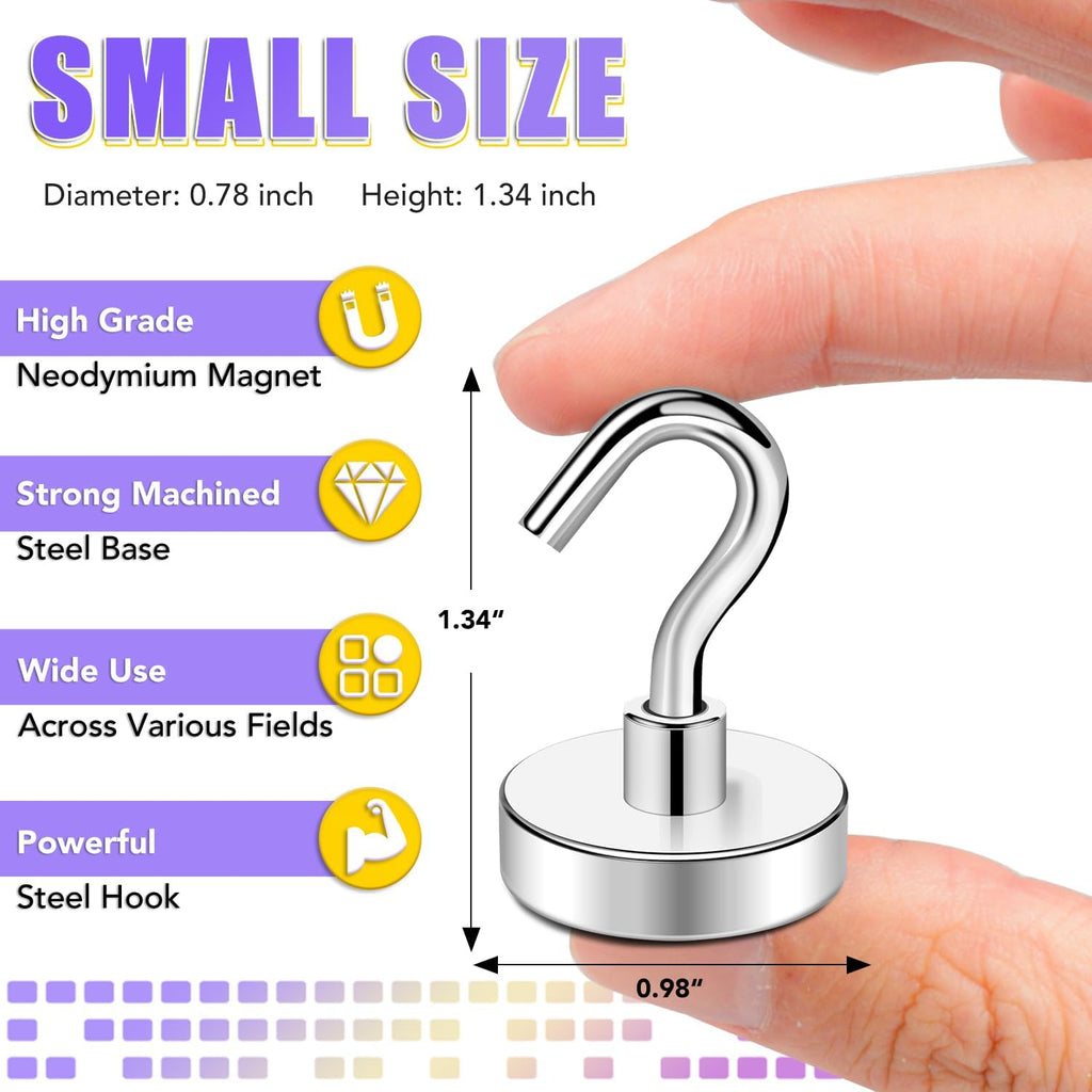 TRYMAG Strong Magnetic Hooks - Super Heavy Duty 6 Pack for Cruise Cabins, Kitchen & Storage