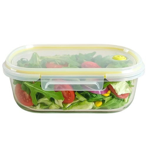 Neoflam Oval Glass Meal Prep Container with Airtight Lid – Bento Lunch Box with Vent, Reusable Kitchen Food Storage Canister, Microwave, Oven & Dishwasher Safe (39oz, 1.2 Liter, 4.8 cups)