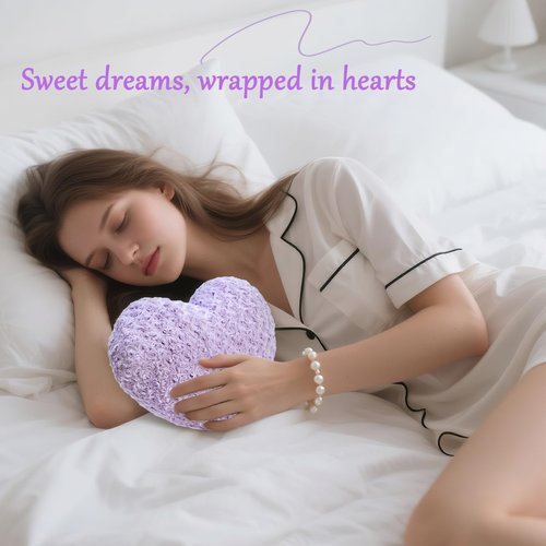 IREMATE Heart Pillow Purple Throw Pillows, Soft and Fluffy Decorative Pillows for Bed Couch Chair, Cute Heart Shaped Room Decor for Valentine Anniversary Birthday Halloween Christmas (Small, 13"x10")