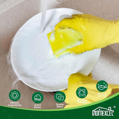 HOMEXCEL Heavy-Duty Kitchen Sponges - 24-Pack Dual-Sided Yellow Scrubbers for Dishes & Cookware