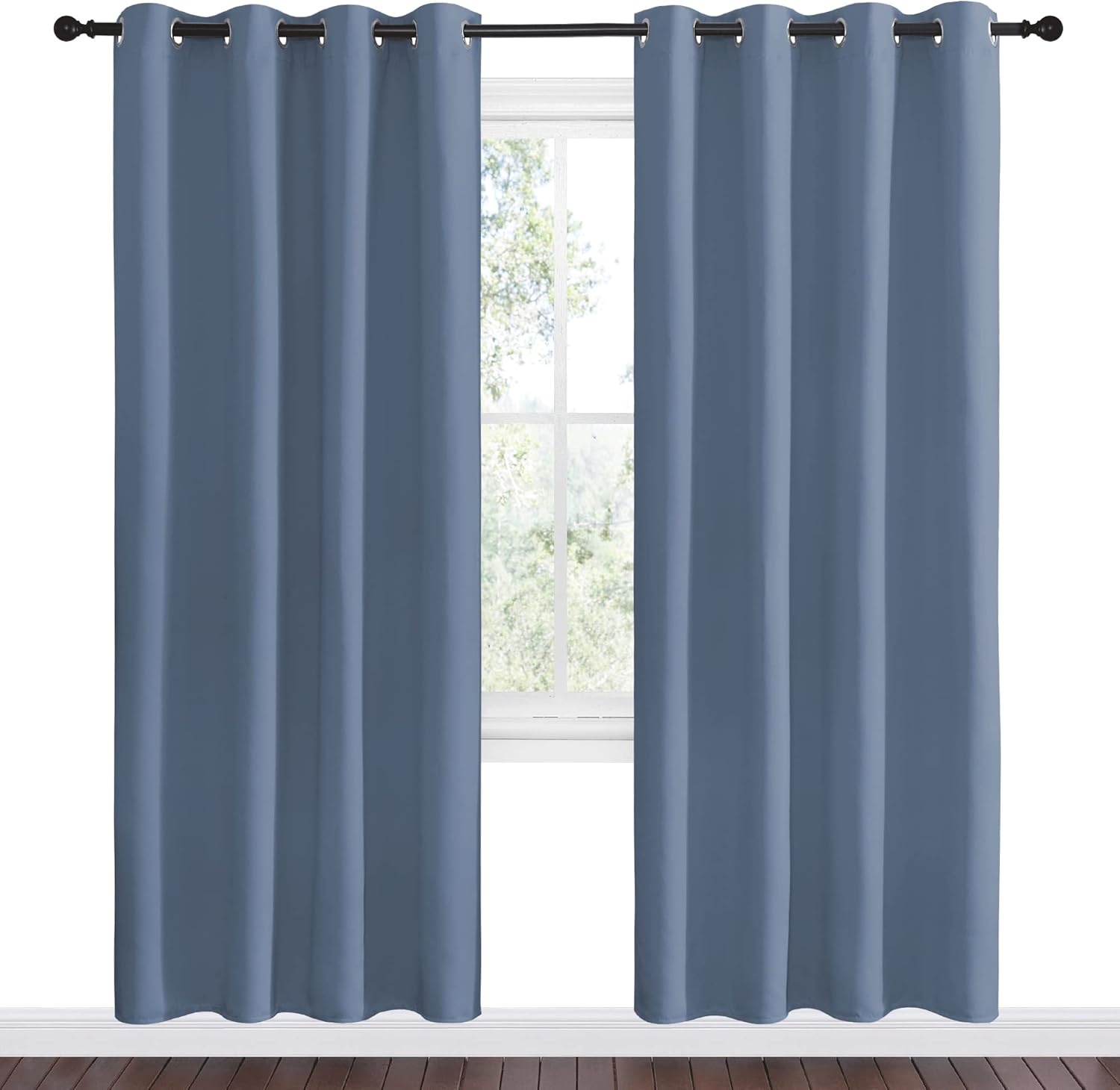 NICETOWN Room Darkening Curtain Panels - Thermal Insulated Blackout Draperies | Stone Blue, 78" Length (2 Pieces)