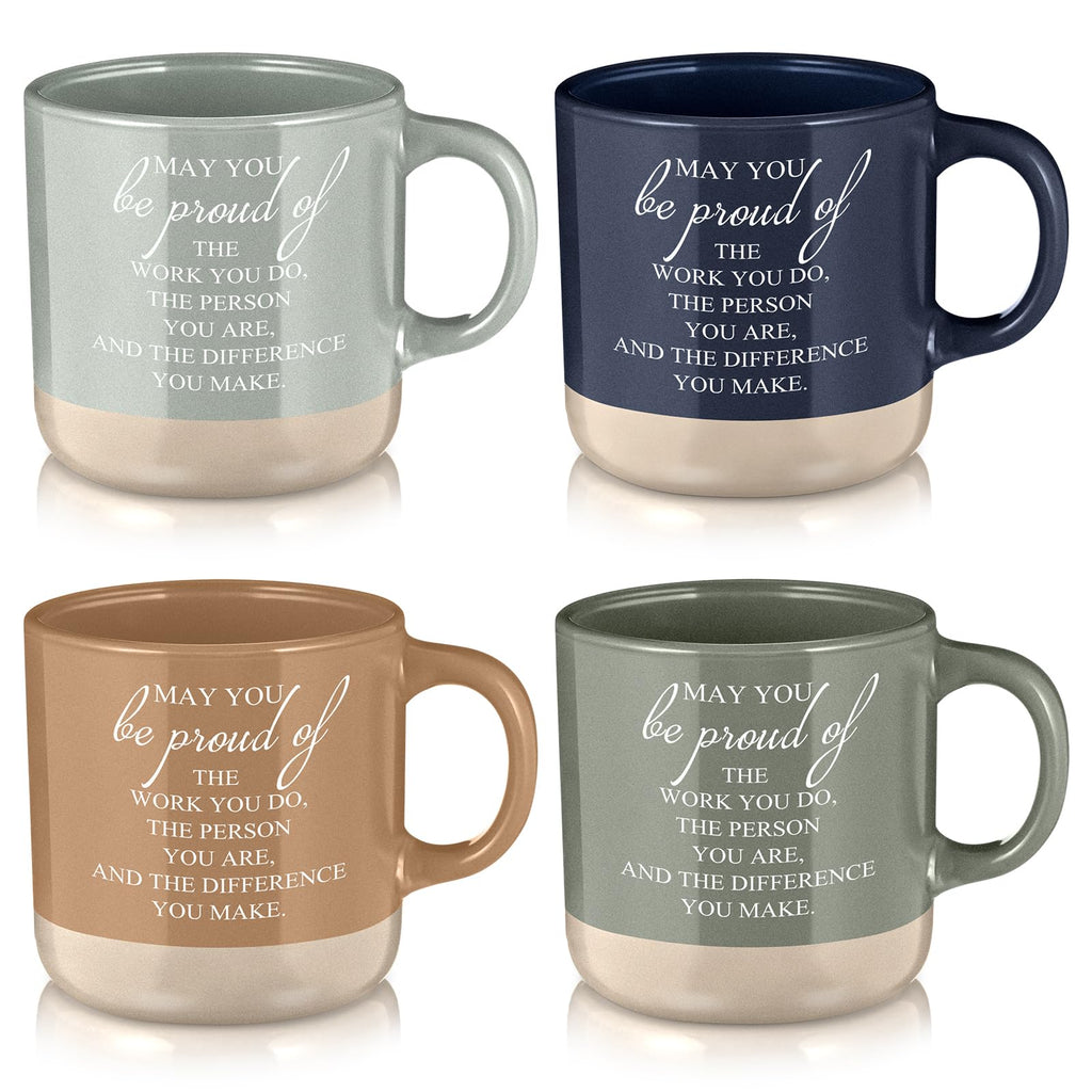 Didaey 4 Pcs Employee Appreciation Gifts Bulk Thank You Gifts Mugs Inspirational Ceramic Mug for Office Coworker Staff Team Back to School(Boho Colors,Proud of)