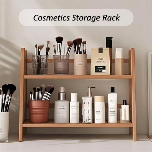 FYRLFB Household 2-Tier Cup Shelf Organizer, Kitchen Counter Shelf for Tea Coffee Bar Accessories, Bamboo Mug Holder Countertop, Matcha Stand, Cup Display, Condiment Storage Rack - Brown