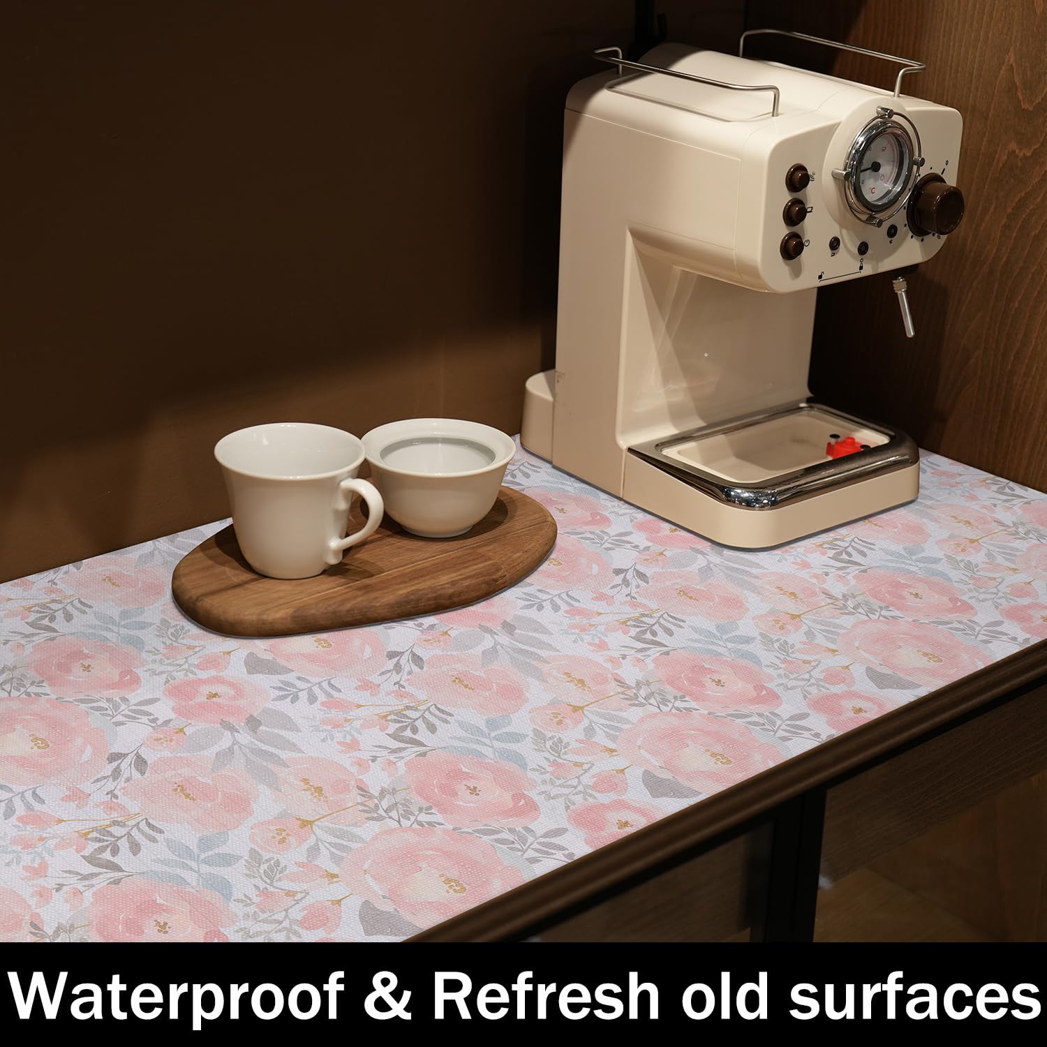 Amiitay Peony Shelf and Drawer Liner for Kitchen,Non-Adhesive and Strong Non-Slip Floral Valentine's Day Cabinet Drawer Liners for Kitchen Shelf, Waterproof Cupboard Liners,Easy to Clean,12IN x 10FT