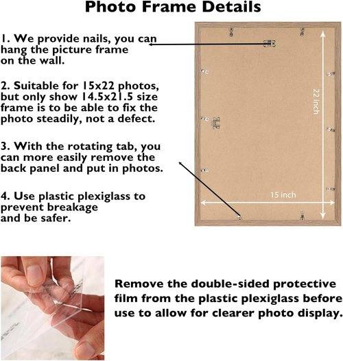 JCJMY 15x22 Rustic Brown Picture Frame - Versatile Wall Hanging for Horizontal & Vertical Photos