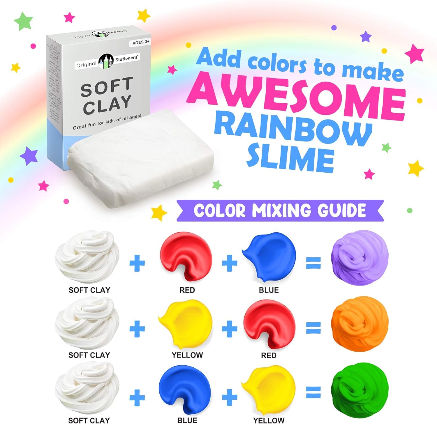 Original Stationery Soft Clay - White Foam Clay Add-In for Slime Making | 230g (8.1 oz) - Stretchy Air-Dry Texture