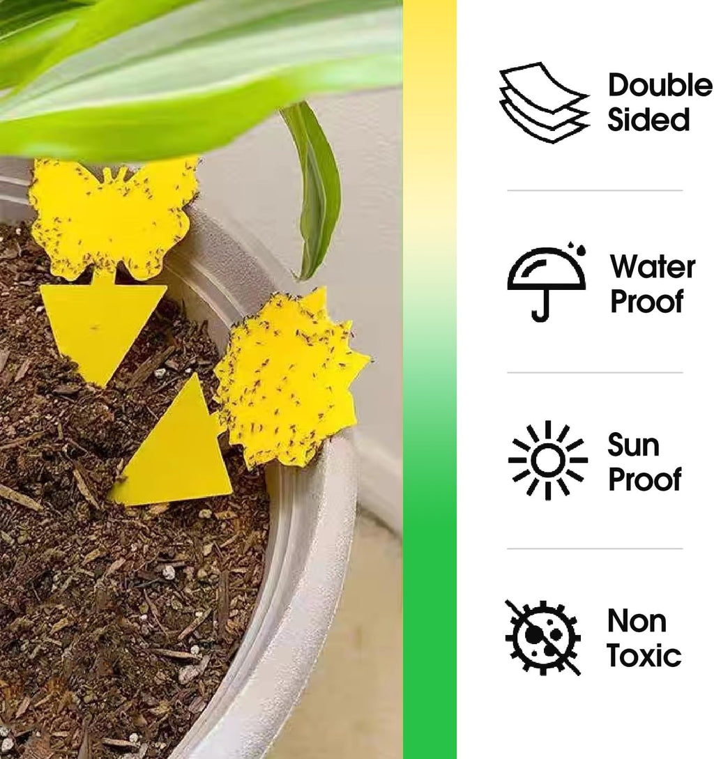 Skiennix 58 Pack Flying Insect Traps - Non-Toxic Yellow Sticky Traps for Gnats, Flies & Bugs | Indoor & Outdoor Use