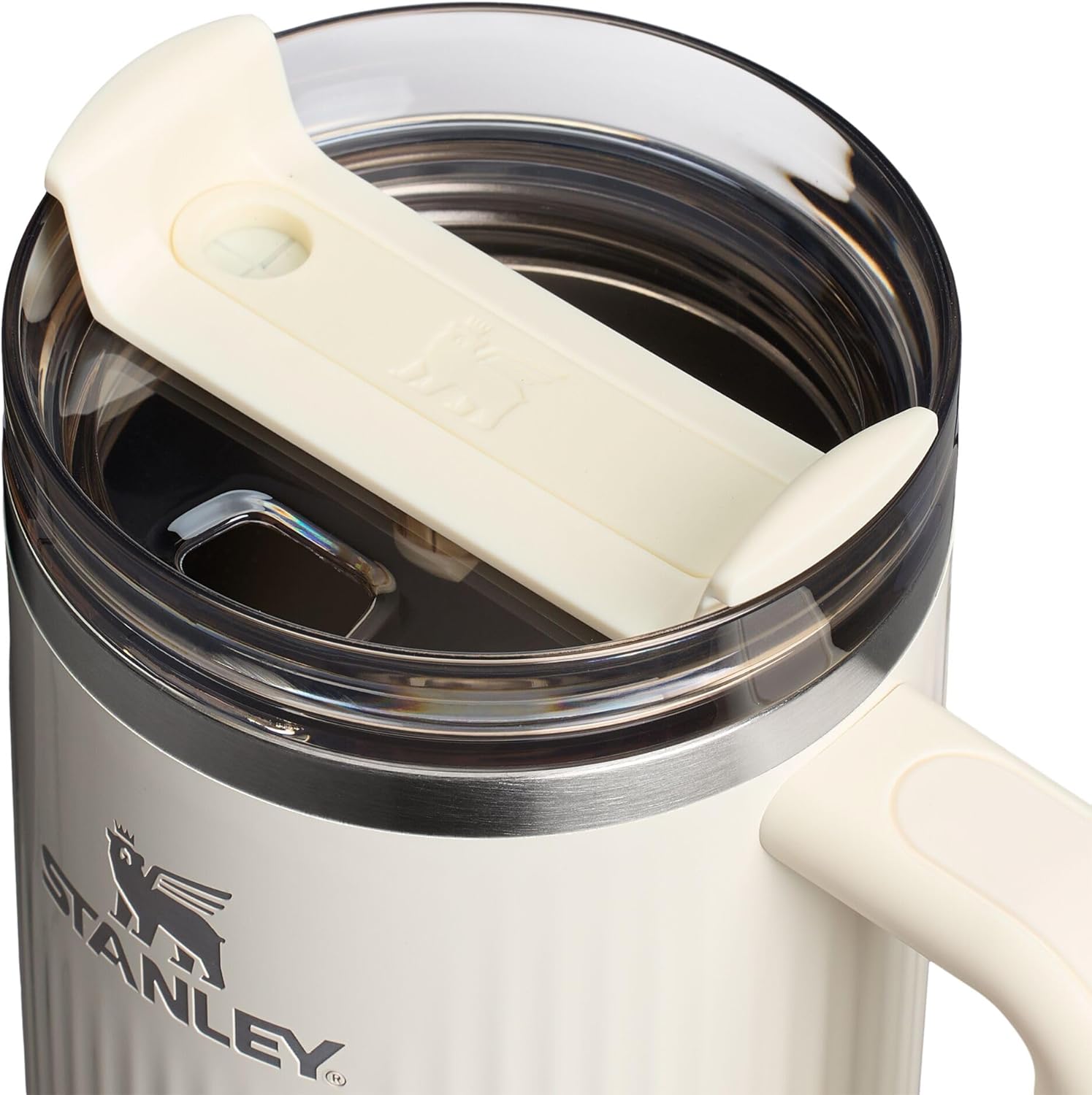 STANLEY Quencher H2.0 Tumbler - 40 oz Insulated Stainless Steel with Handle & Straw | BPA-Free Fluted Cream Gloss