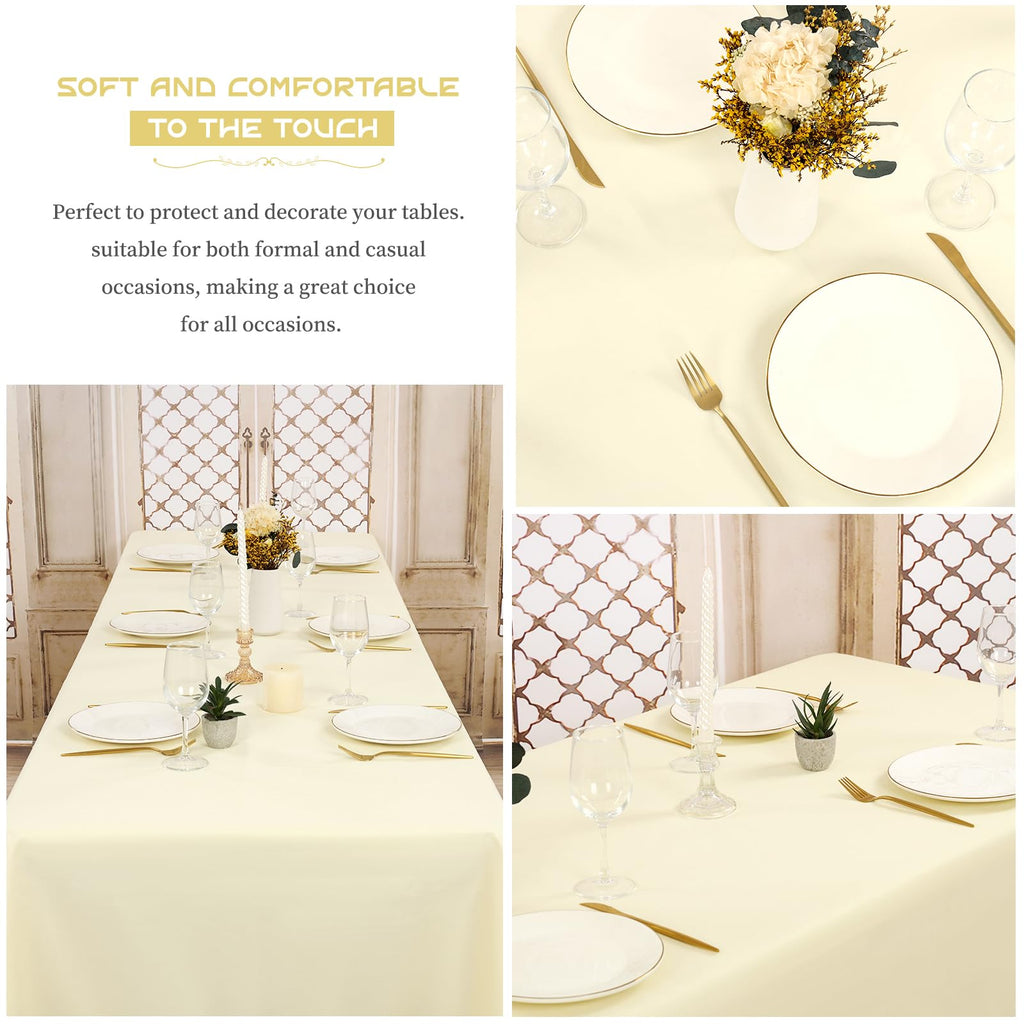 Showgeous 12 Pack Table Cloth Beige Tablecloth 60 x 102 Inch Table Clothes for 6 Foot Rectangle Tables, Wrinkle Resistant Washable Polyester Table Cover for Wedding Parties Banquet