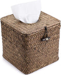 Sumnacon Seagrass Tissue Box Cover - Rustic Woven Design for Bathroom, Bedroom, Office | Coffee Color