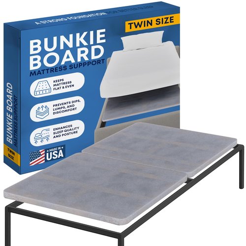 Greaton, Premium 38mm Split Wood Bunkie Board Twin Size Bed - 2-Piece Under Mattress Support Board, Fully Assembled, Fabric Ventilation Cover - Replaces Wooden Slats or Box Spring for Bed Frames
