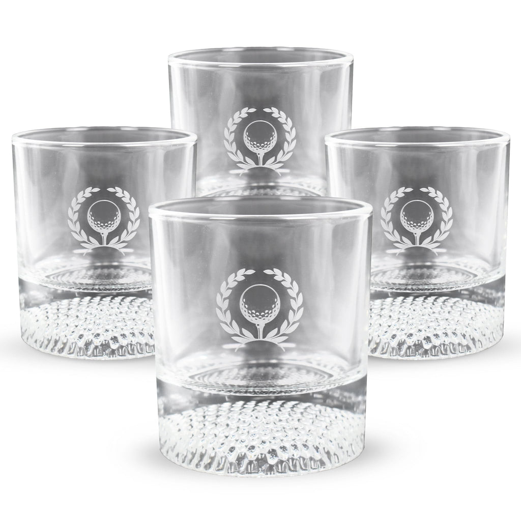 Izzo Golf Whiskey Glass Golf Ball Ice Set - Enjoy a Glass of Whiskey or Bourbon in a Rocks Glass with a Golf Ball Molded ice Cube, Golf Ball ice Cube Mold Included