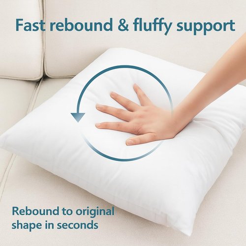 LANE LINEN Throw Pillow Insert - Pack of 2 White 16x16 Inserts for Decorative Couch Pillows