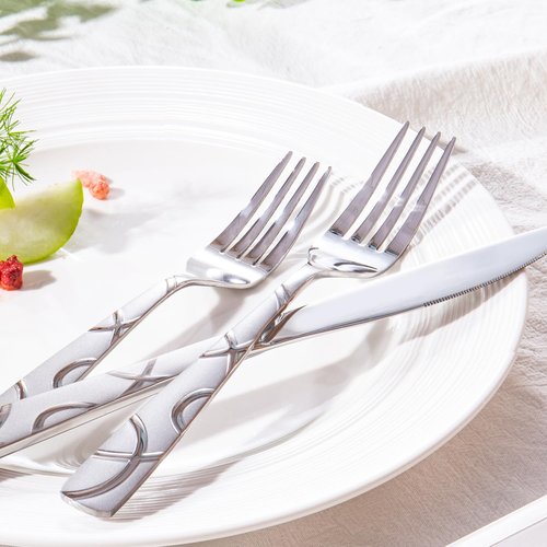 HIKAA Gift Wrap Silverware Set Stainless Steel Flatware Set for Gift, Cutlery Set for Present (40, Flower)
