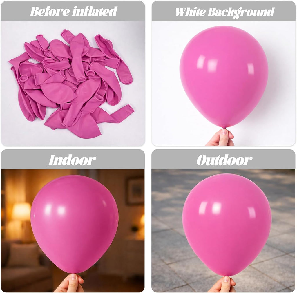 Voircoloria Retro Hot Pink Balloons - 66 Pack of 12-Inch Latex Party Balloons for Celebrations