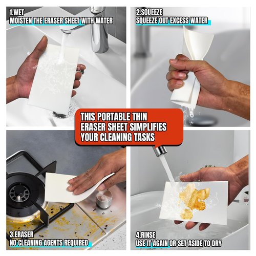 RongrongJIE Magic Sponge Eraser Sheet, Portable White Melamine Sponge Sheets, Disposable Magic Cleaning Eraser Thin Wipes for Kitchen, Bathroom, Furniture, Sink, Shoe (Bulk 36 Pcs)