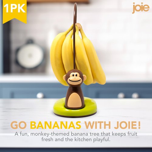 Joie Monkey Banana Tree Holder, Countertop Fruit Hanger with Secure Hook, Bananas Ripen Evenly and Last Longer, Cute Kitchen Gadget