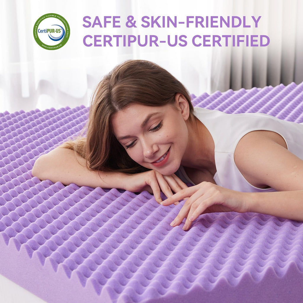 SINWEEK 2-Inch Egg Crate Memory Foam Mattress Topper - Twin Size, Soft Bed Pad for Back Pain Relief, CertiPUR-US Certified