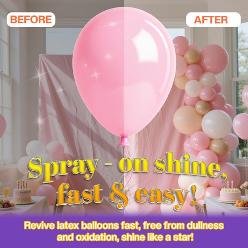 Balloon Shine Spray for Party : 15 oz Balloons Spray Silicone for Halloween Birthday Decorations - Long Lasting Instant High Shine Waterproof for Outdoor Décor (2 PACK)