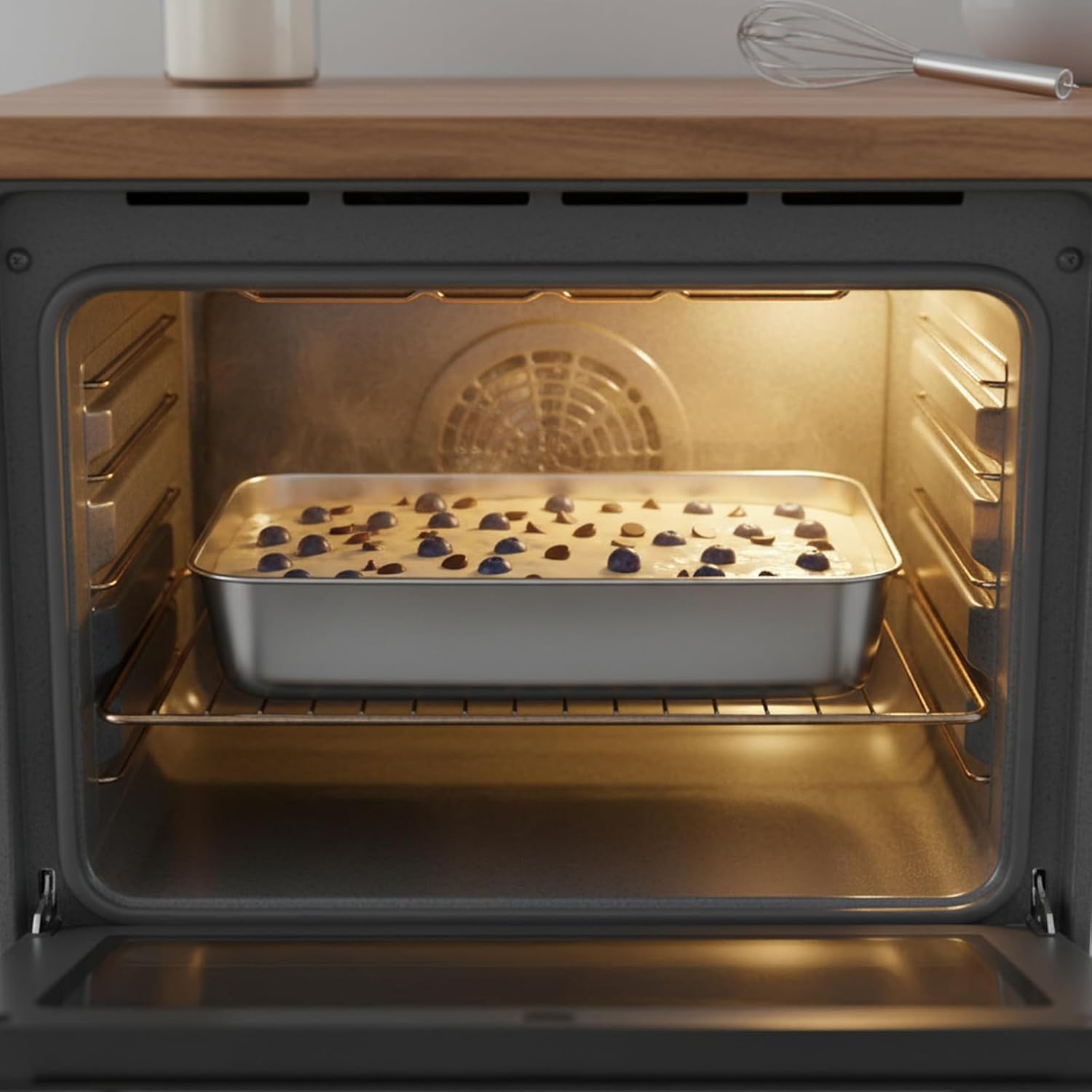 Stainless Steel Baking Pan Set by [Brand Name] - 2 Pack Rectangular Cake & Roasting Pans | Oven & Dishwasher Safe, 9.84 x 7.87 x 2 Inches