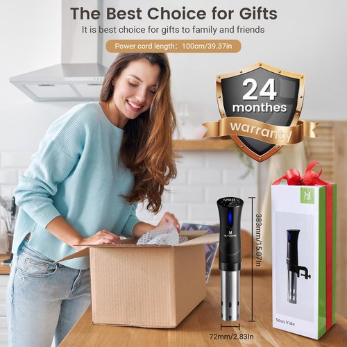 BLITZHOME Sous Vide Cooker, WiFi 1100W Sous Vide Machine with APP Recipes, Accurate Temperature & Timer, Stainless Ultra Quiet Precision Immersion Circulator Gift for Chefs