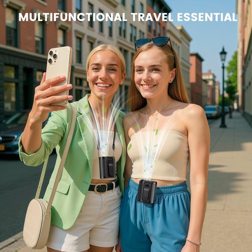 Xiauodo 2025 AI Portable Fan Rechargeable Personal Waist Fan 5 Speeds 15000RPM Strong Airflow Dual-Sided Clip on Wearable Belt Personal Neck Fan