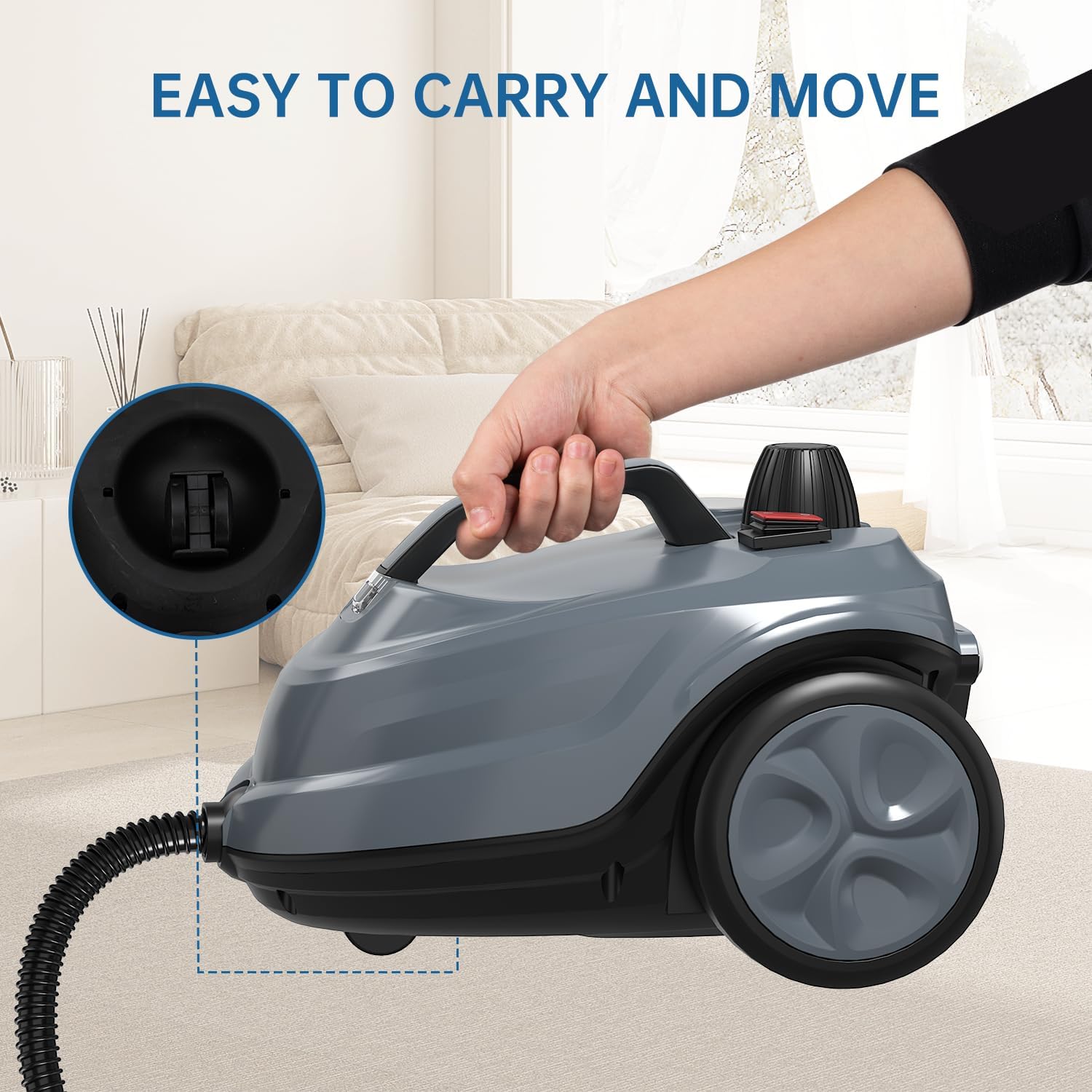 Skiennix Steam Cleaner - Powerful Heavy-Duty Canister Steamer with 34 Accessories | 16.4 Ft Cord for Home & Auto Cleaning - Grey