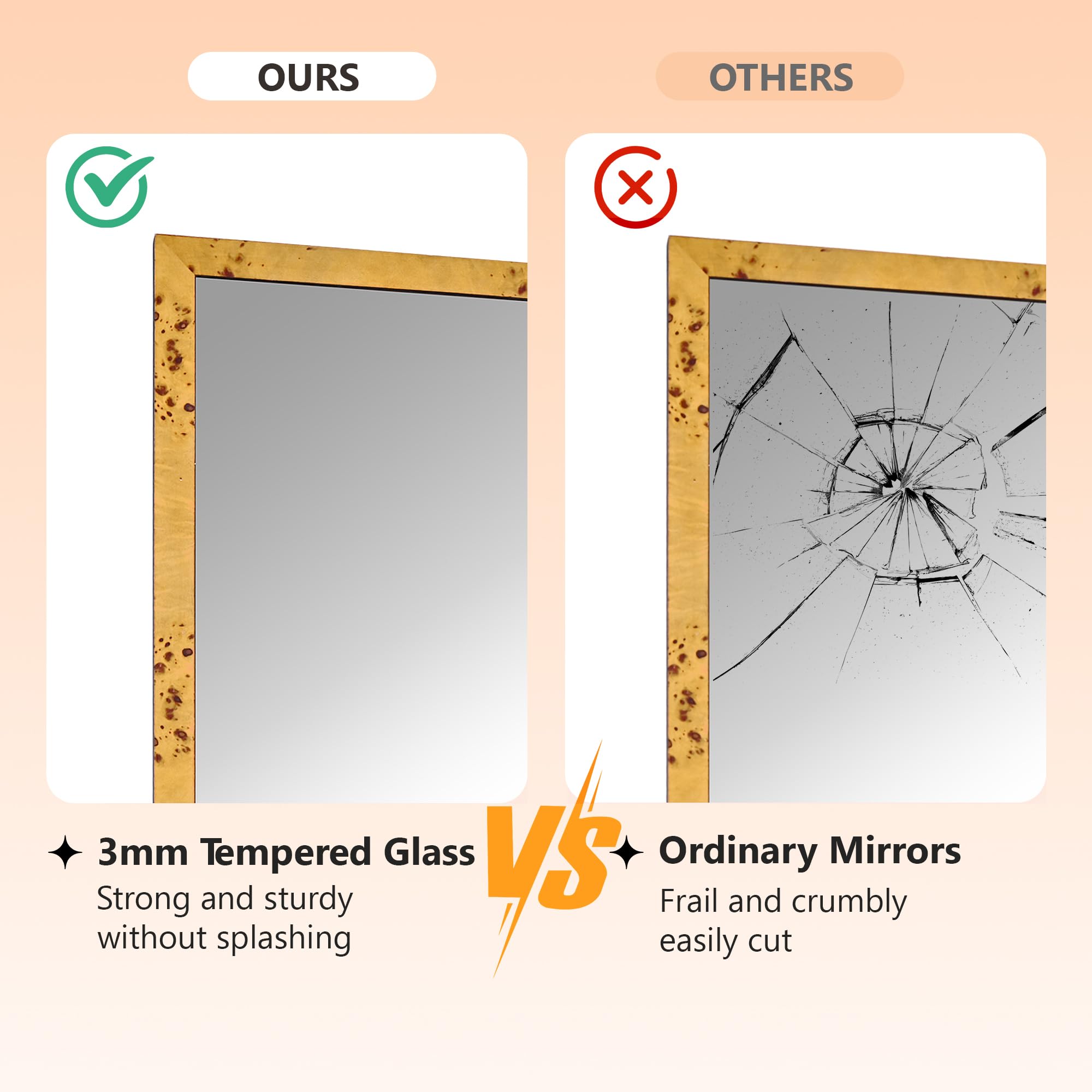 DUQIMO Wood Mirrors for Bathroom Over Sink 20x30 Inch, Rustic Wooden Framed Vanity Wall Mirror with Tempered Glass Farmhouse Bathroom & Entryway Decor