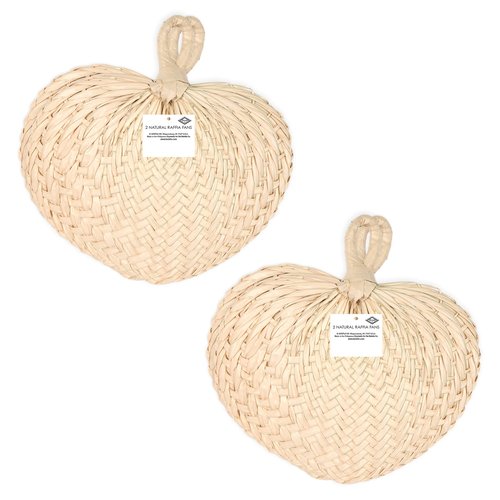 Beistle 4 Piece Raffia Fans, Natural