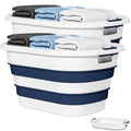 43L(11.5Gallon) Collapsible Laundry Baskets plastic, Pop Up Laundry hamper/Storage Container, Foldable Laundry Basket with Large Capacity,Sturdy,Space Saver (Blue, 2 Packs)