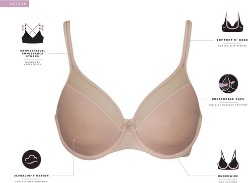 Bali Women's Underwire Bra - Seamless Comfort with Convertible Straps | Ultra-Light Design