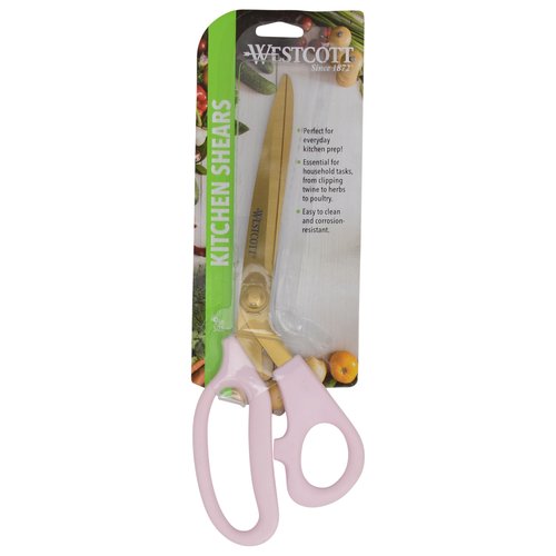 Westcott All-Purpose Kitchen Shears, Pink with Gold Blades - Durable Kitchen Shears with Precision-Ground Blades for Easy Cutting and Meal Prep - 9-Inch