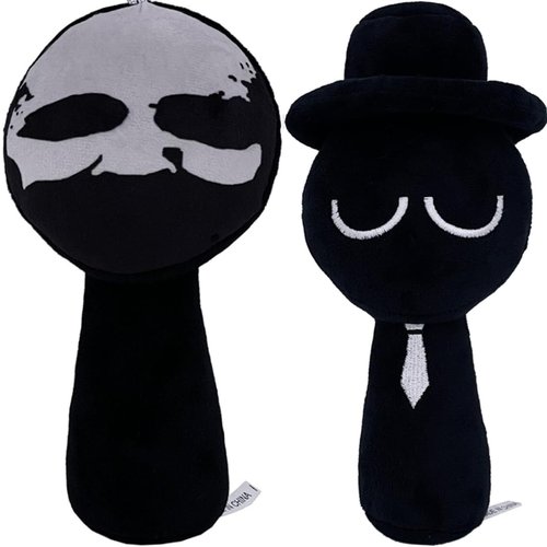 WMP® Sprun Plush, Sprun Game Plush Toys, 2PCS Plush Toys, Horror Games Plushies Toy for Fans, Soft Stuffed Animal Pillow Figure Doll Christmas Birthday Gifts for Adult Kids (9" Black +Black)